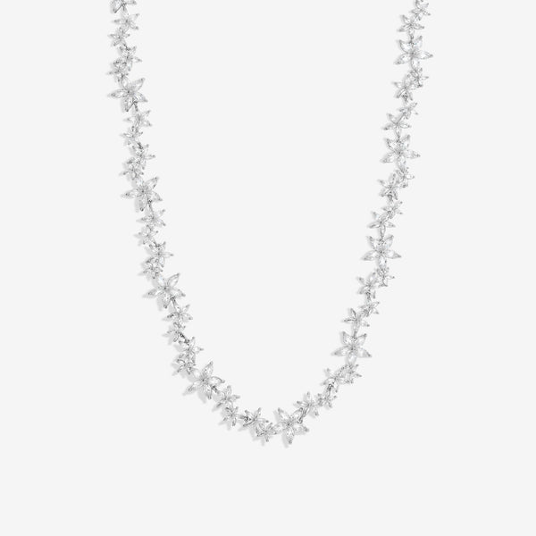 Jon Richard Rhodium Plated Cubic Zirconia Mixed Floral Allway Necklace