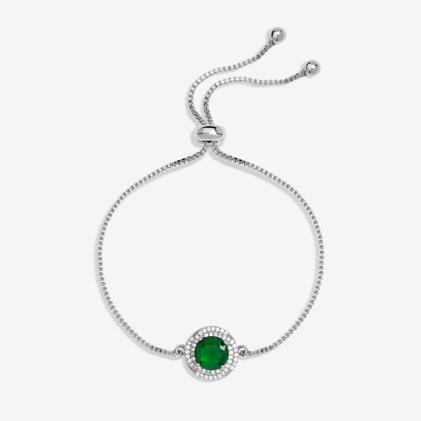 Jon Richard Rhodium Plated Cubic Zirconia Emerald Halo Toggle Bracelet - Gift Boxed