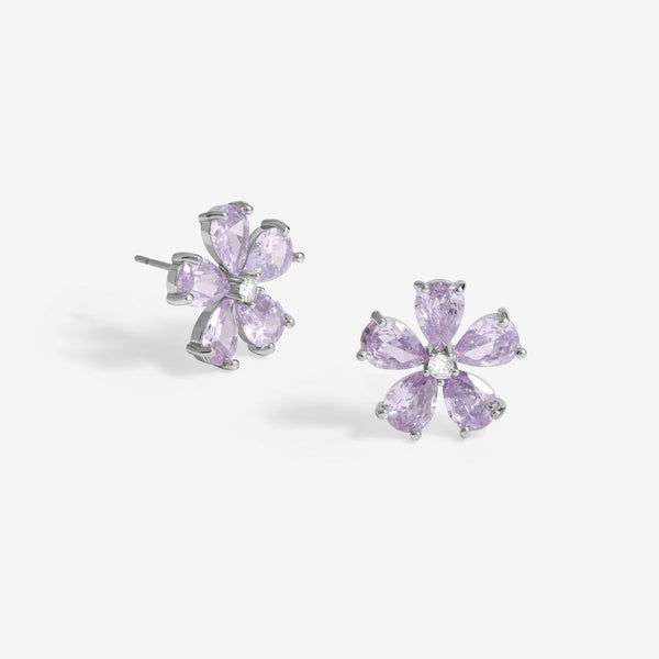 Jon Richard Silver Plated And Lavender Floral Earrings