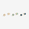 Mood Gold Blue And Turquoise Stud Earrings - Pack Of 3