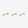 Mood Gold Green Crystal And Pink Stud Earrings - Pack Of 3