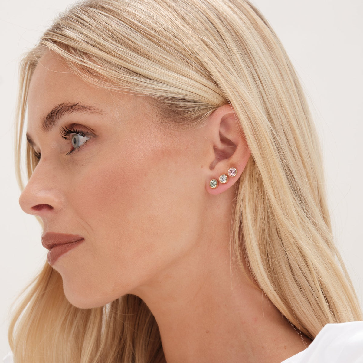 Mood Gold Green Crystal And Pink Stud Earrings - Pack Of 3