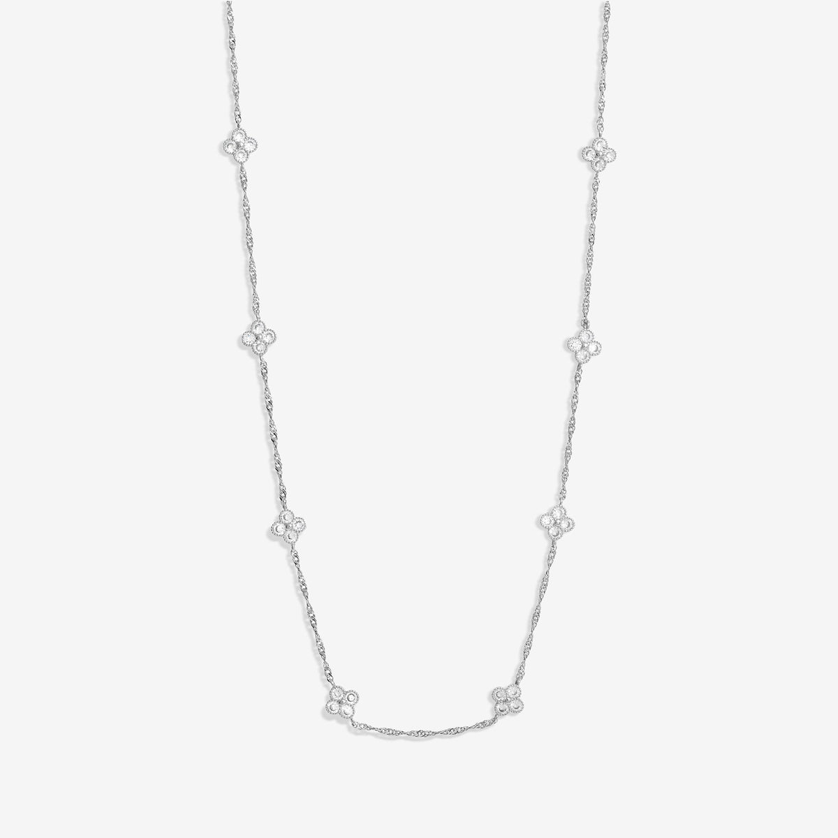 Jon Richard Rhodium Plated Cubic Zirconia Clover Allway Necklace
