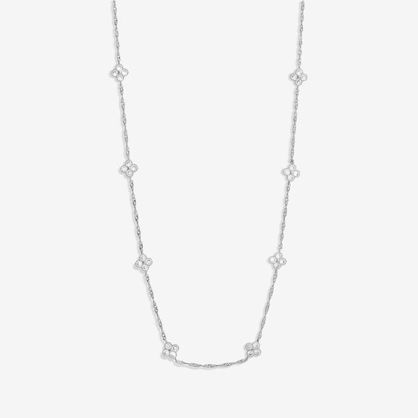 Jon Richard Rhodium Plated Cubic Zirconia Clover Allway Necklace