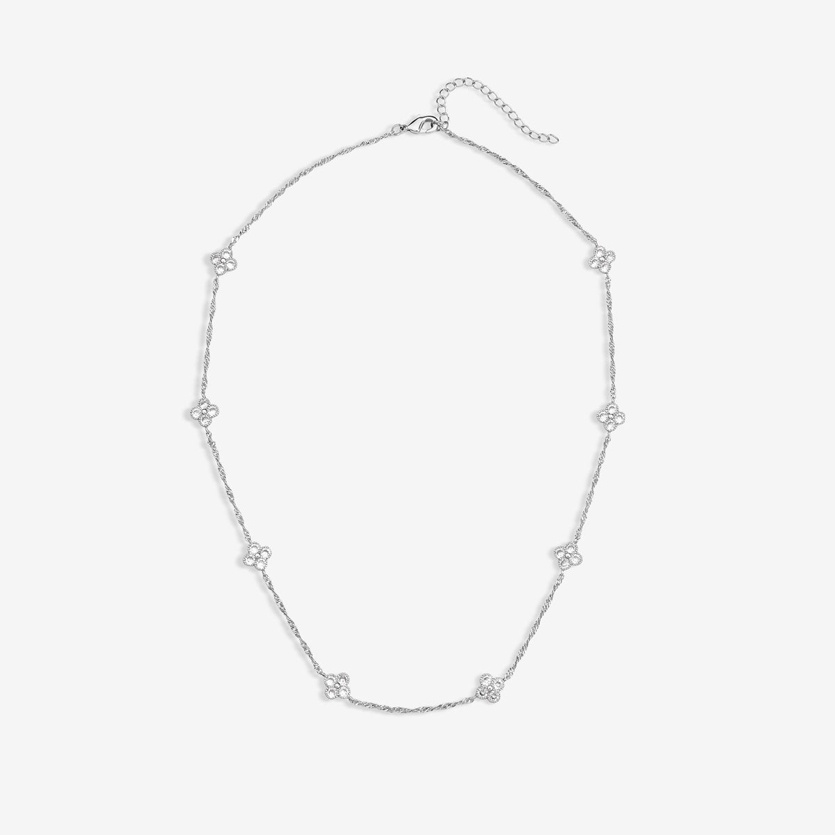 Jon Richard Rhodium Plated Cubic Zirconia Clover Allway Necklace