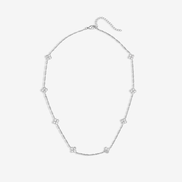 Jon Richard Rhodium Plated Cubic Zirconia Clover Allway Necklace