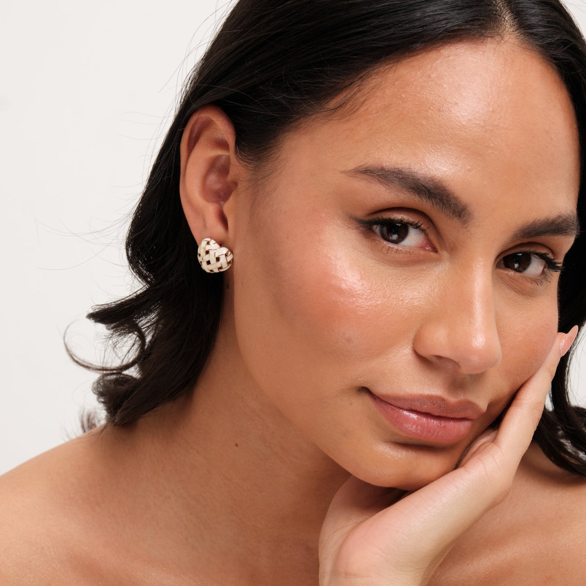 Jon Richard Gold Plated Enamel Heart Weave Earrings