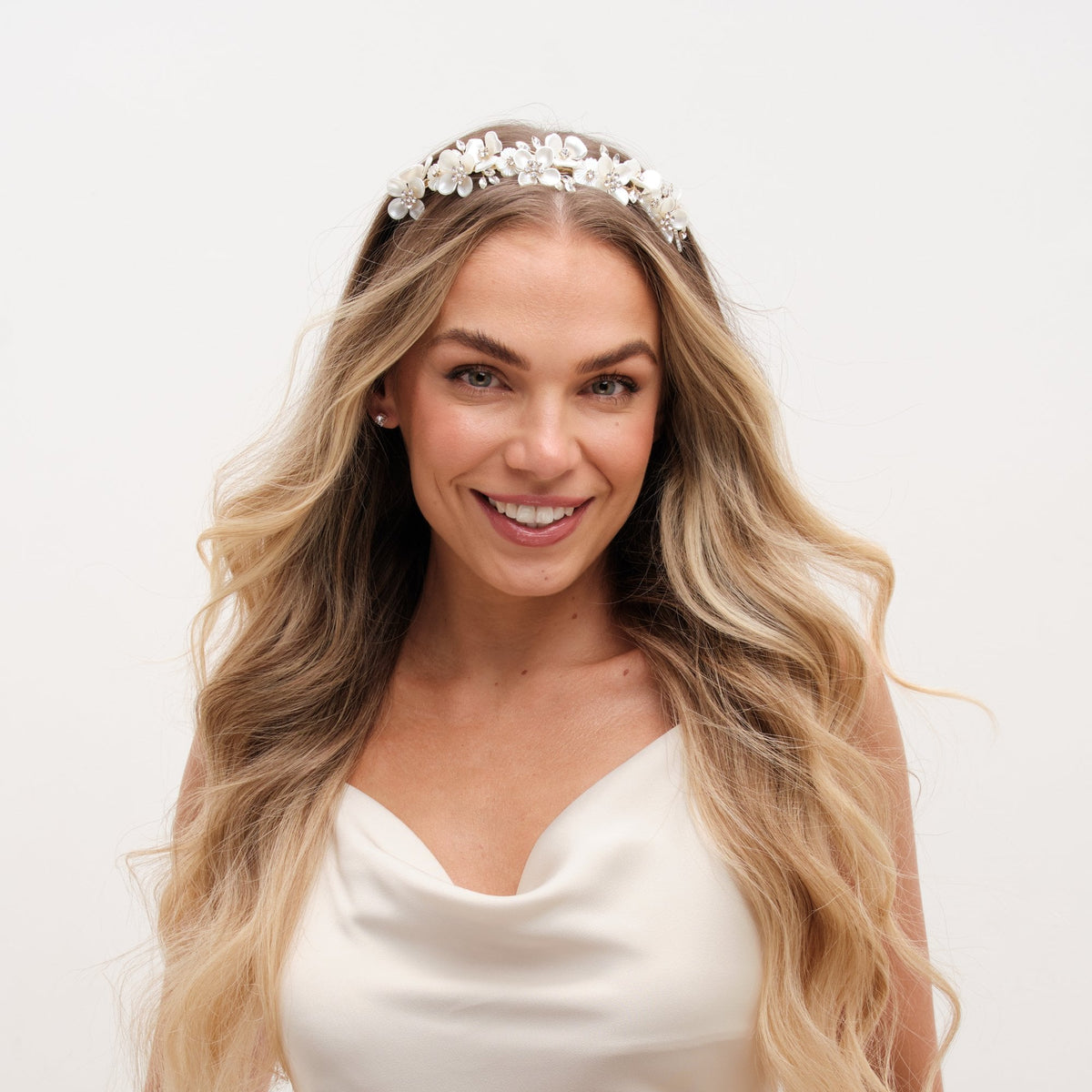Jon Richard Gold Plated White Floral And Crystal Headband
