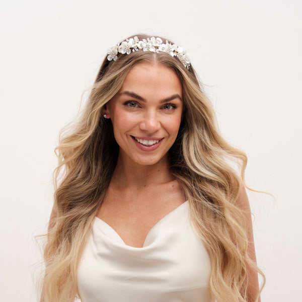 Jon Richard Gold Plated White Floral And Crystal Headband
