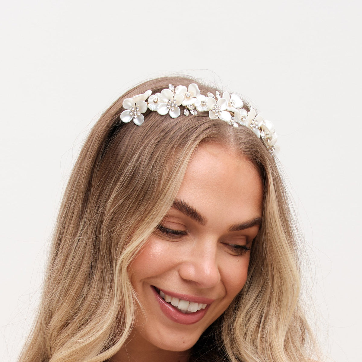 Jon Richard Gold Plated White Floral And Crystal Headband