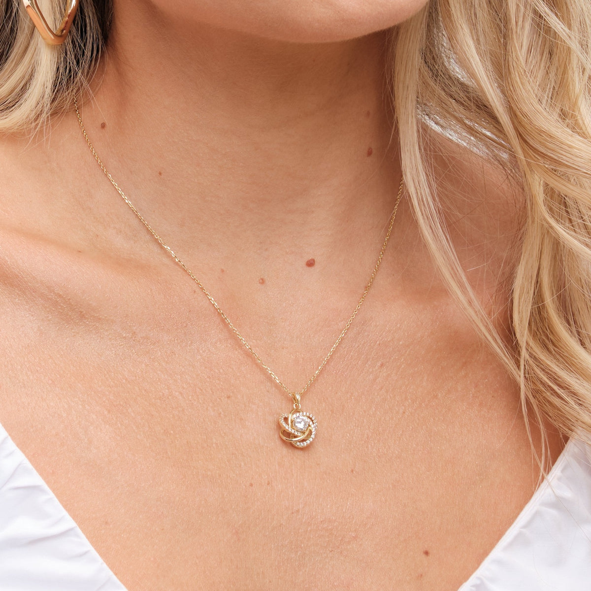 Inicio Gold Plated Cubic Zirconia Knot Set - Gift Boxed