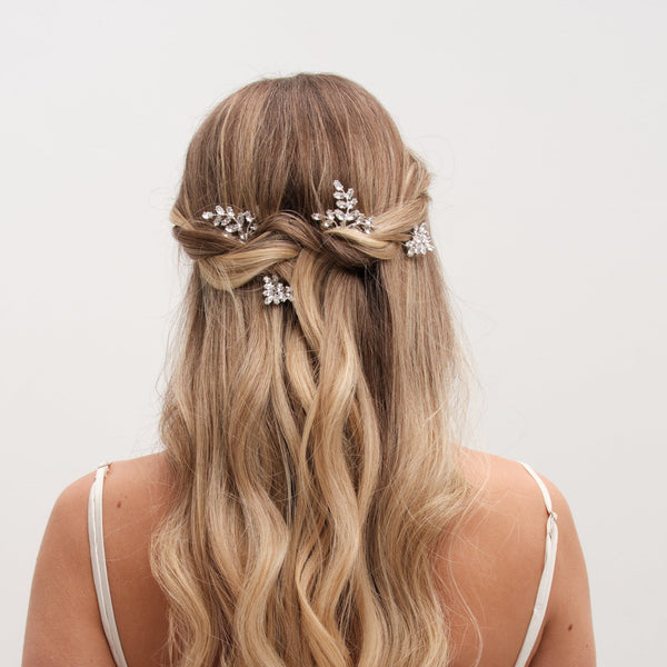 Jon Richard Silver Plated Crystal Hair Pins - Pack Of 4
