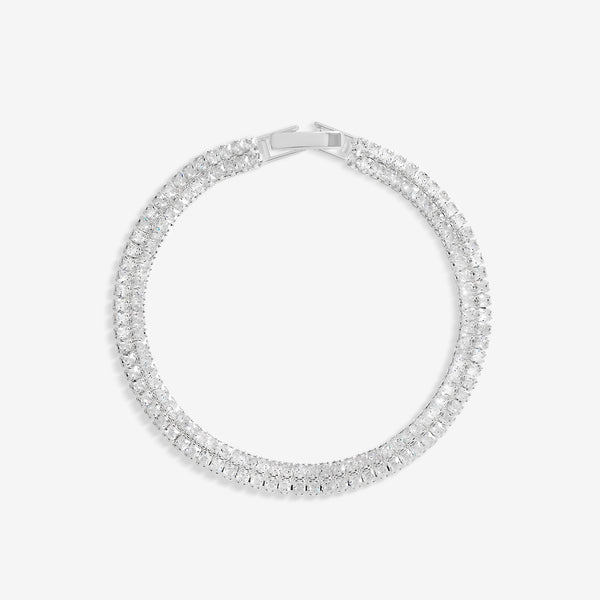 Jon Richard Silver Plated And Crystal Double Tennis Bracelet