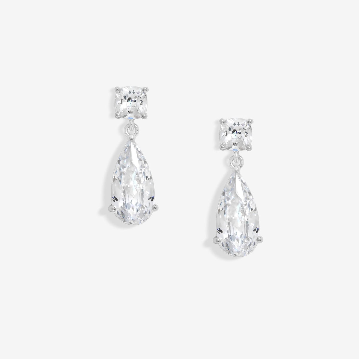 Jon Richard Rhodium Plated Cubic Zirconia Mixed Stone Peardrop Earrings - Gift Boxed