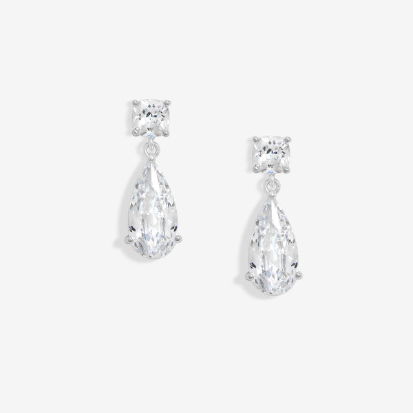 Jon Richard Rhodium Plated Cubic Zirconia Mixed Stone Peardrop Earrings - Gift Boxed