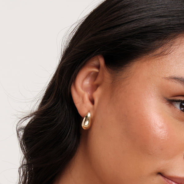 Inicio Gold Plated Polished Teardrop Earrings - Gift Pouch