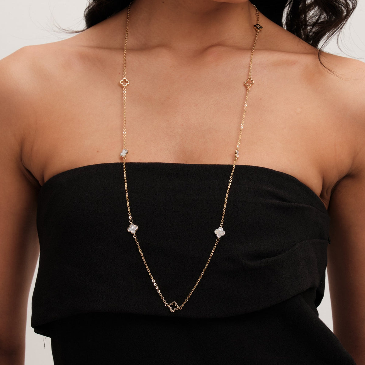 Jon Richard Gold Plated Long Clover Necklace