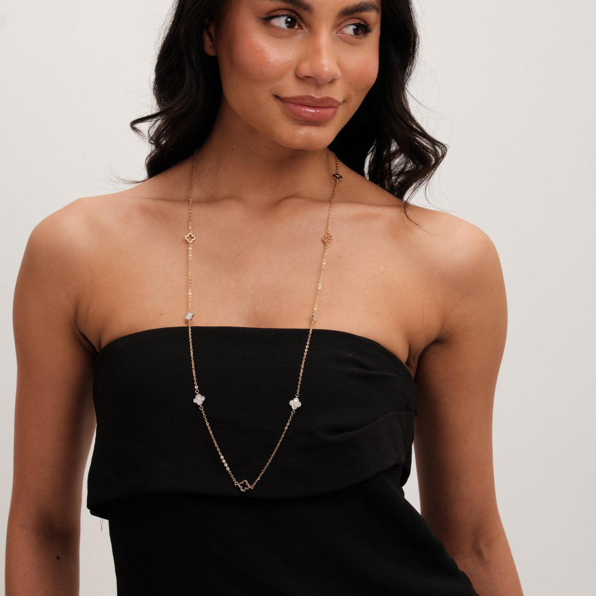 Jon Richard Gold Plated Long Clover Necklace
