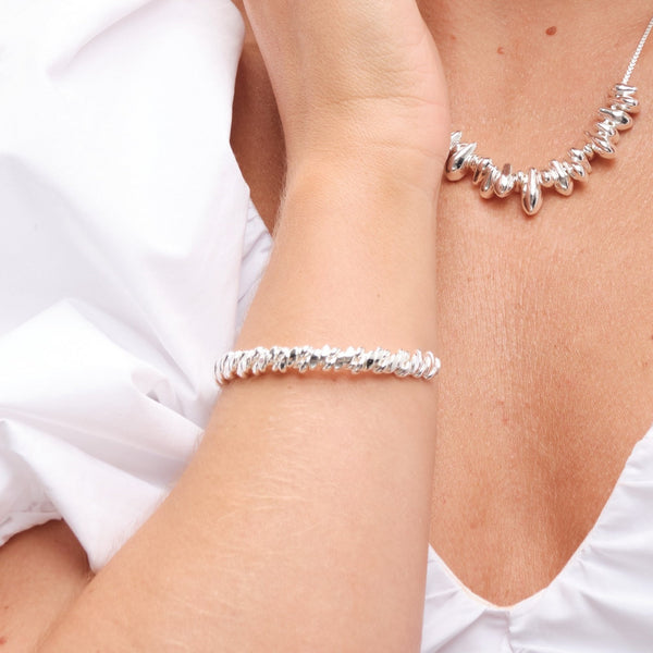 Inicio Silver Plated Polished Nugget Cuff - Gift Pouch