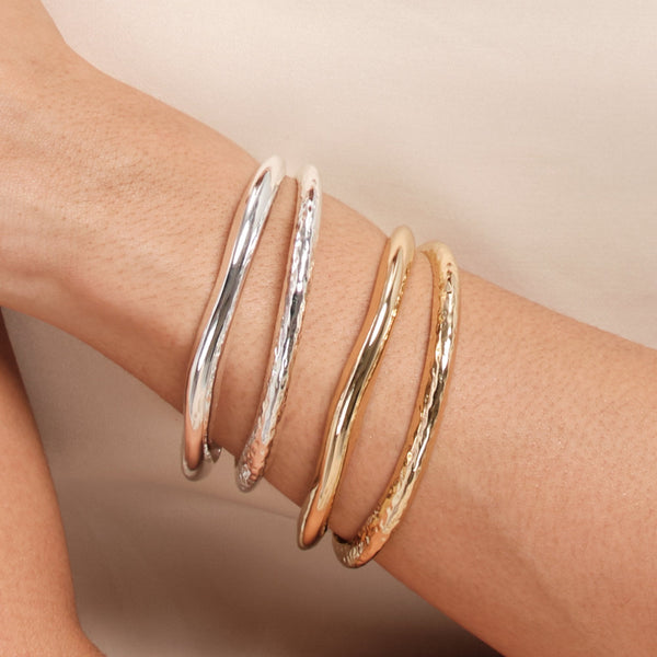 Jon Richard Gold Plated Hammered And Polished Cuff