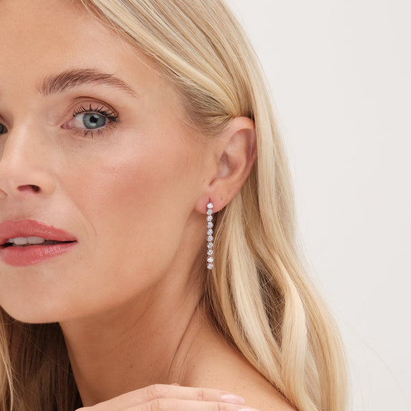 Jon Richard Rhodium Plated Cubic Zirconia Tennis Earrings