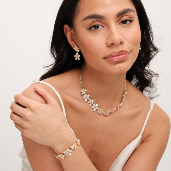 Jon Richard Gold Plated Mother Of Pearl Floral Bracelet