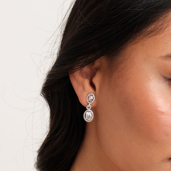 Jon Richard Silver Plated Crystal Halo Earrings