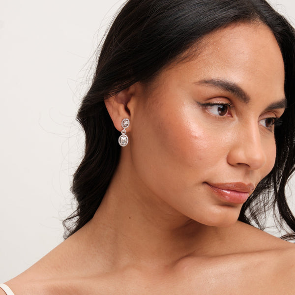 Jon Richard Silver Plated Crystal Halo Earrings