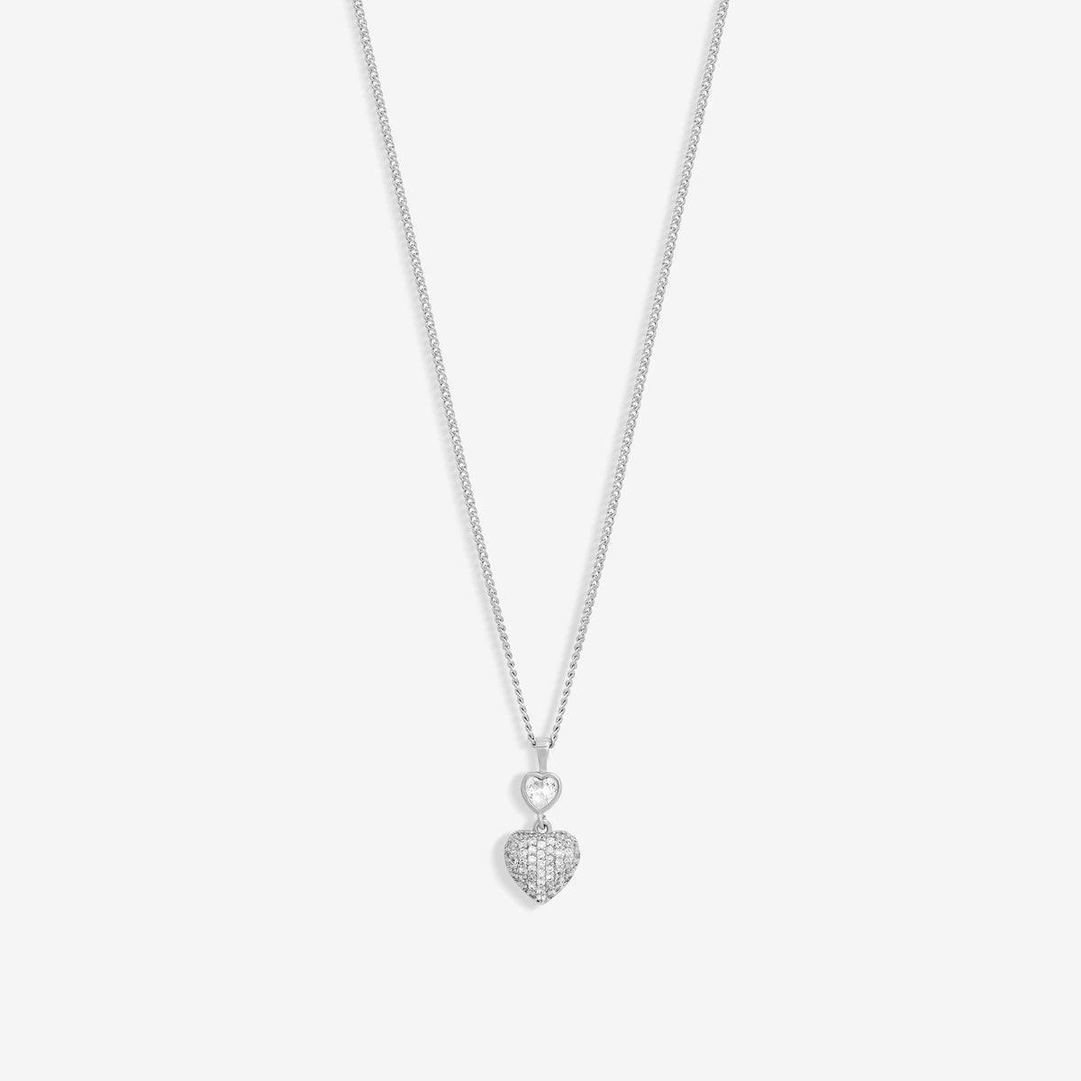 Jon Richard Rhodium Plated Cubic Zirconia Micro Pave Heart Pendant - Gift Boxed