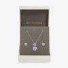 Jon Richard Rhodium Plated Cubic Zirconia Lavender Halo Double Heart Set - Gift Boxed