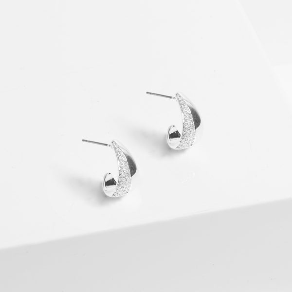 Jon Richard Silver Plated Micro Pave And Polished Hoops