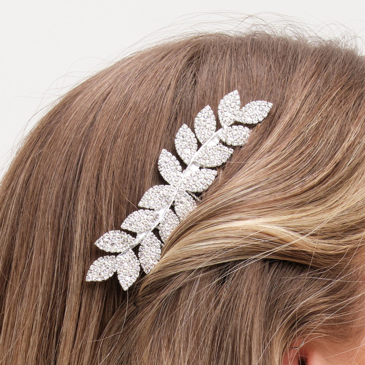 Jon Richard Silver Plated Crystal Leaf Comb