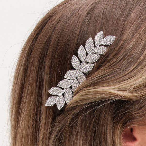 Jon Richard Silver Plated Crystal Leaf Comb
