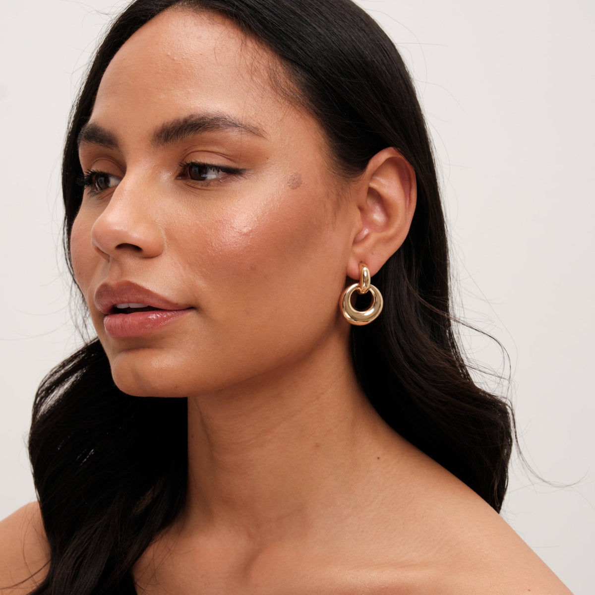 Mood Gold Large Oval Doorknocker Drop Earrings