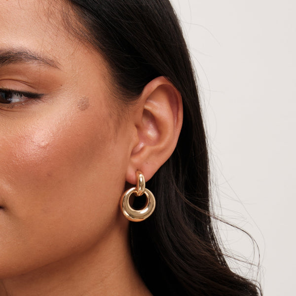 Mood Gold Large Oval Doorknocker Drop Earrings