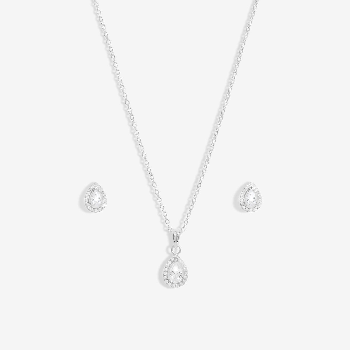 Simply Silver Sterling Silver 925 Cubic Zirconia Halo Teardrop Set - Gift Boxed