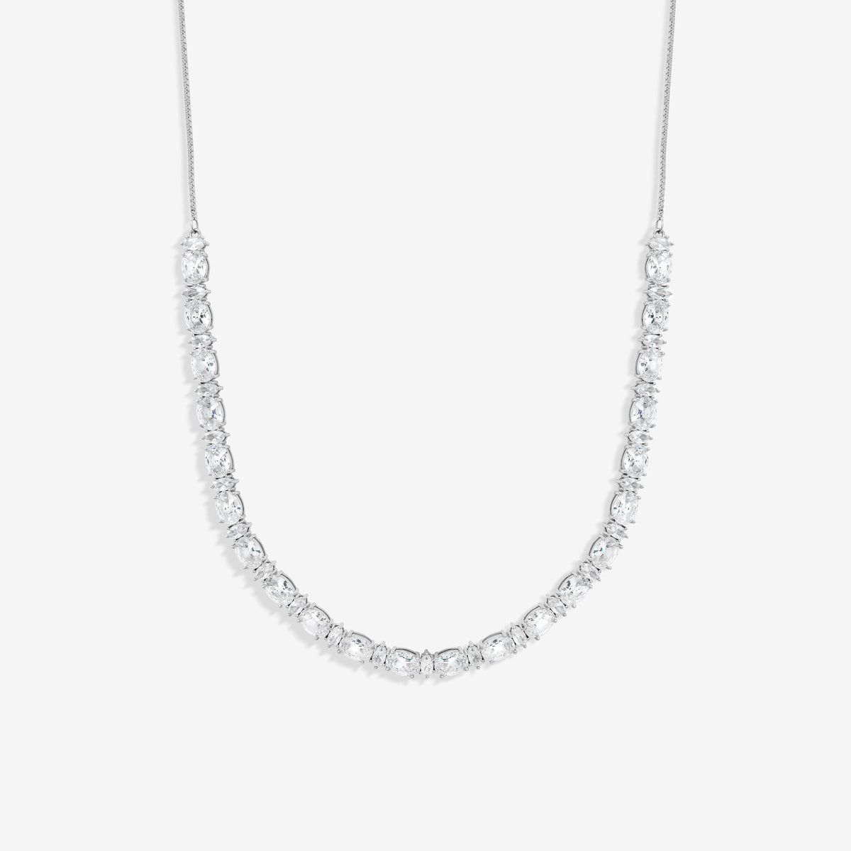 Jon Richard Rhodium Plated Cubic Zirconia Mixed Stone Allway Necklace - Gift Boxed
