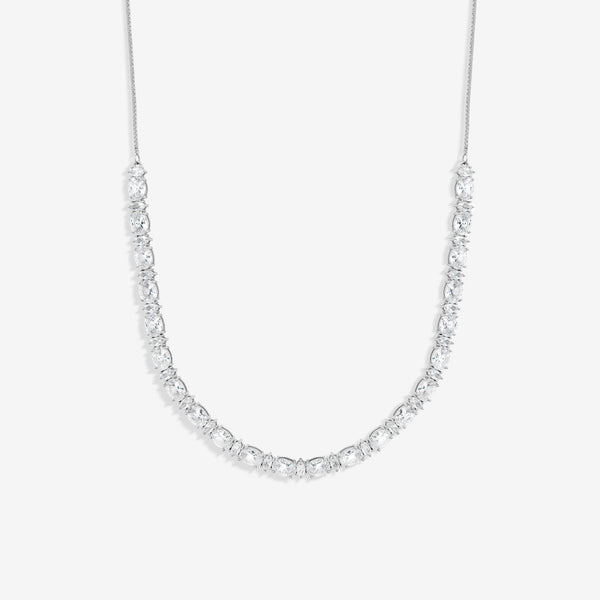 Jon Richard Rhodium Plated Cubic Zirconia Mixed Stone Allway Necklace - Gift Boxed