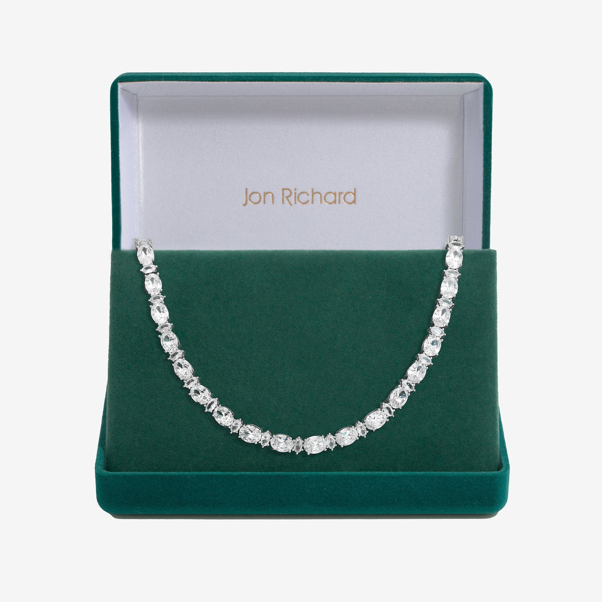 Jon Richard Rhodium Plated Cubic Zirconia Mixed Stone Allway Necklace - Gift Boxed
