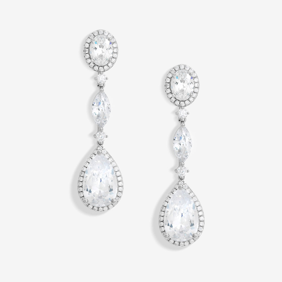 Jon Richard Rhodium Plated Cubic Zirconia Statement Pear Drop Earrings