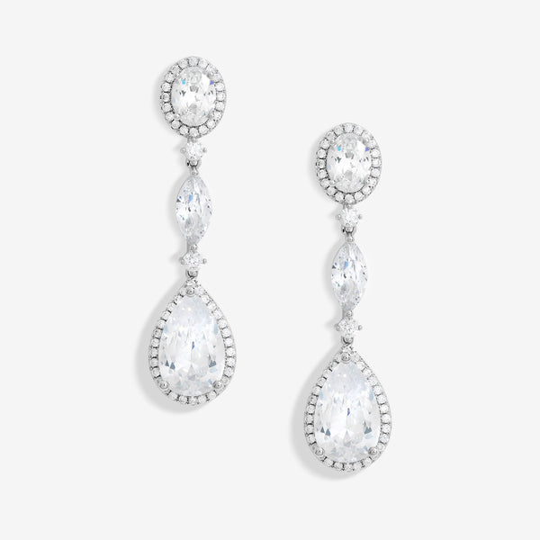 Jon Richard Rhodium Plated Cubic Zirconia Statement Pear Drop Earrings