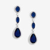 Jon Richard Rhodium Plated Cubic Zirconia Sapphire Statement Pear Drop Earrings