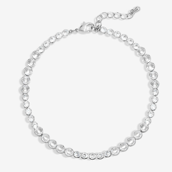 Jon Richard Rhodium Plated Cubic Zirconia Mixed Stone Tennis Bracelet