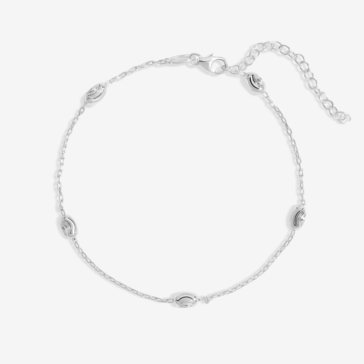 Simply Silver Sterling Silver 925 Polished Textured Nugget Chain Bracelet