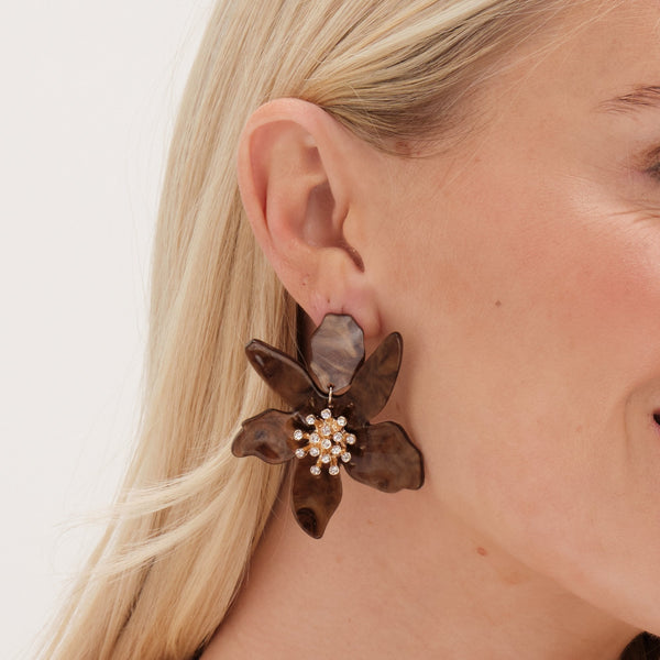 Mood Gold Tort Resin Statement Flower Earrings
