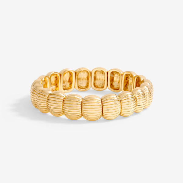 Mood Gold Polished Ridged Stretch Bracelet