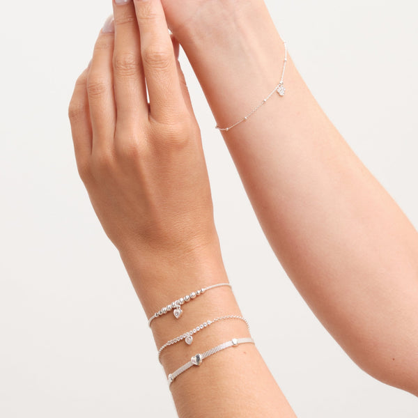 Simply Silver Sterling Silver 925 Cubic Zirconia Mini Tennis Heart Bracelet