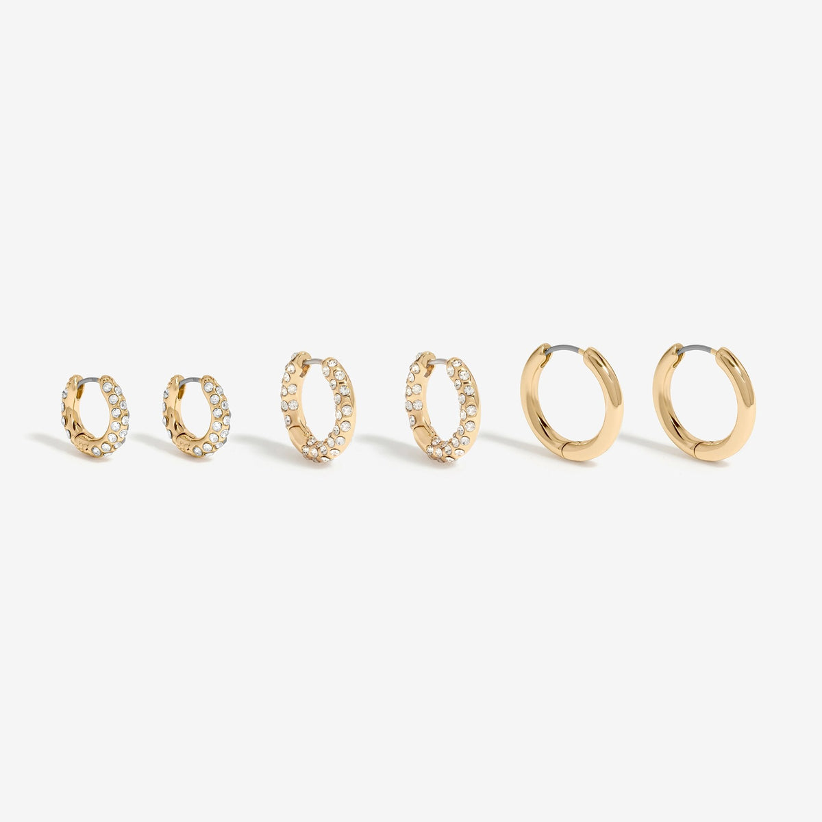 Mood Gold Crystal Mini Hoop Earrings - Pack of 3