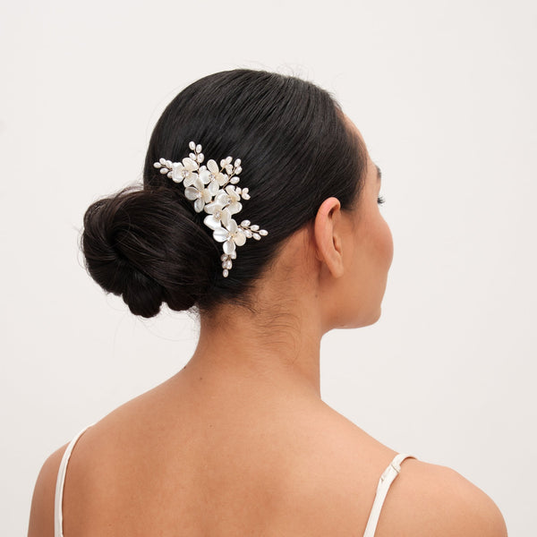 Jon Richard Gold Plated White Floral And Crystal Hair Comb