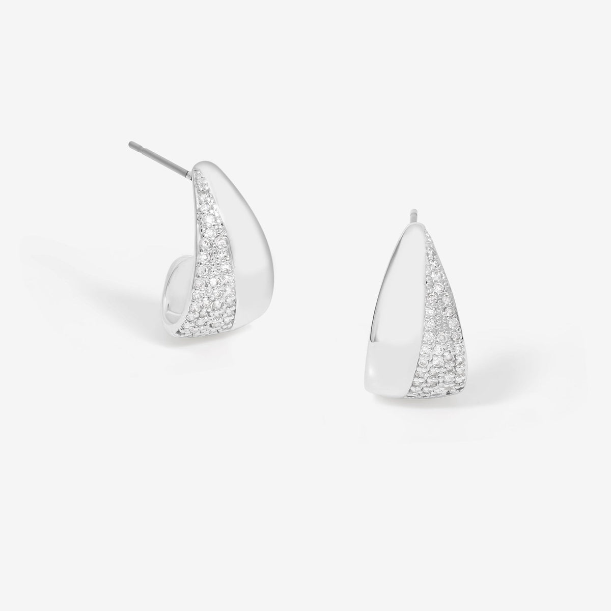 Jon Richard Silver Plated Micro Pave And Polished Hoops